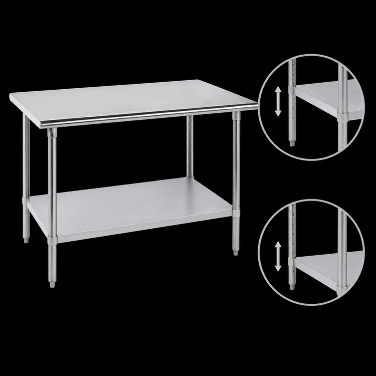 Product image #4 for Advance Tabco GLG-307 84-Inch x 30-Inch Flat Top Work Table with Galvanized Undershelf