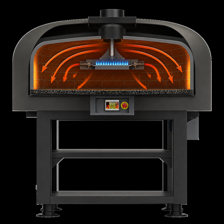 Product image #4 for Round Enclosed Gas-Fired Brick Deck Pizza Oven with Touch-Screen Controls