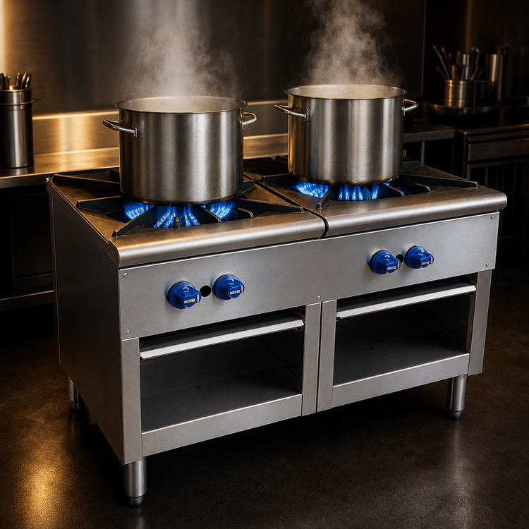 Product image #4 for Comstock-Castle CSP36 36-Inch Gas Stock Pot Range with Double Venturi Cast Iron Burners and Open Front Cabinet Base