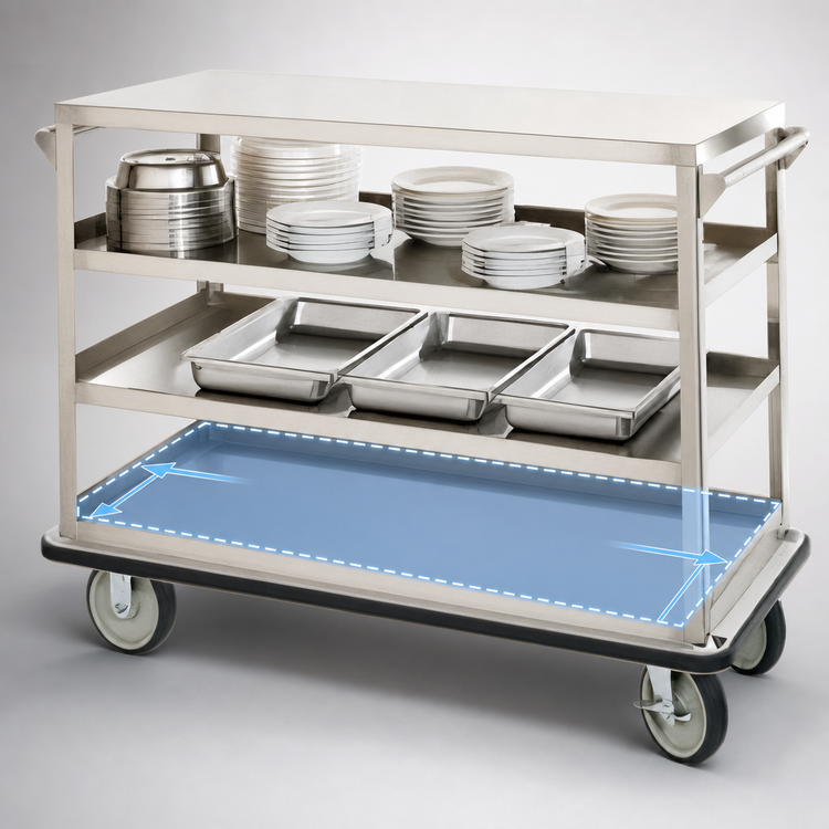 Product image #4 for Queen Mary Stainless Steel Utility Cart with 4 Shelves and 1600 lb Capacity
