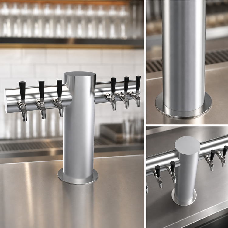 Product image #4 for Krowne Max-T Style Six-Faucet Glycol-Cooled Countertop Draft Beer Tower