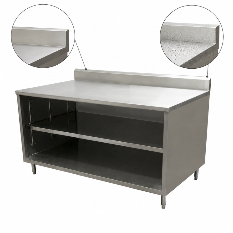Product image #4 for BK Resources Open Front Stainless Steel Chef Table Cabinet Base with 5-Inch Riser, 36 x 24 x 39-3/4 Inches