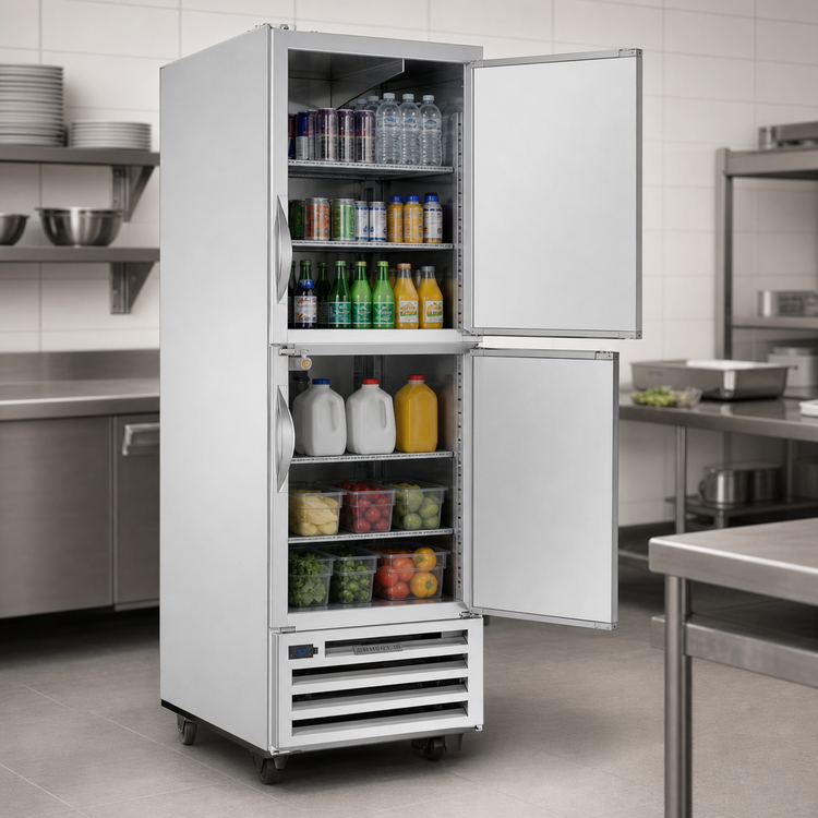 Product image #4 for Beverage-Air One-Section Reach-In Refrigerator with Solid Half Doors, Bottom-Mounted Self-Contained, 16.85 Cu. Ft.