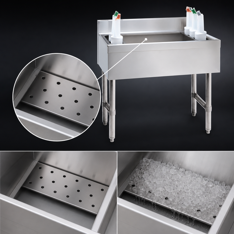 Product image #4 for Advance Tabco Underbar Basics 30-Inch Stainless Steel Cocktail Unit with 16-Inch Deep Ice Bin