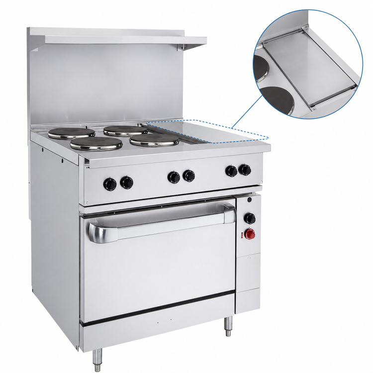 Product image #5 for Vulcan 36-Inch Electric Restaurant Range with 4 French Plates, 12-Inch Hot Top, and Oversized Oven