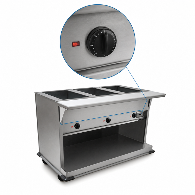 Product image #4 for Spec-Master PHT4OB-208-3 Portable Electric Hot Food Table with (4) 12x20 Inch Wet/Dry Wells