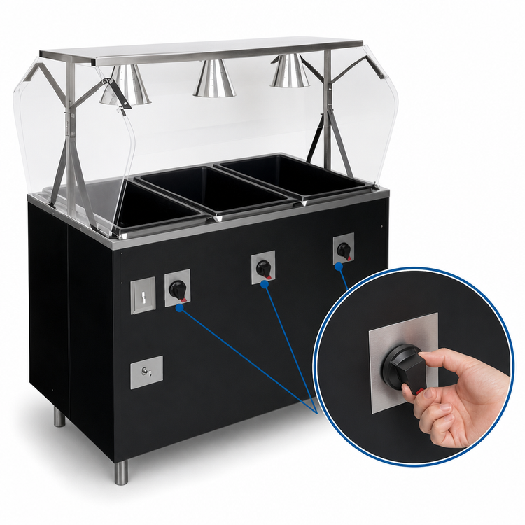 Product image #4 for Vollrath 2-Series Affordable Portable Deluxe 4-Well Mobile Sealed-Well Hot Food Station with Buffet Breath Guard