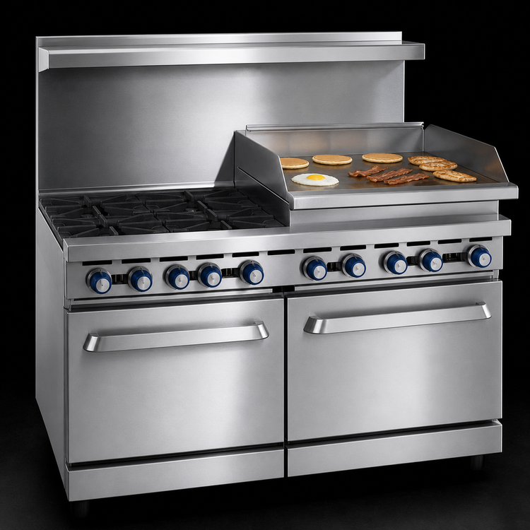 Product image #4 for Imperial Pro Series 48-Inch Stainless Steel Gas Restaurant Range with 4 Open Burners, 24-Inch Griddle/Broiler and Convection Oven