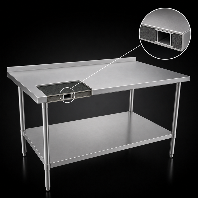 Product image #4 for John Boos Stallion 84 Inch x 30 Inch Stainless Steel Work Table with 1-1/2 Inch Rear Riser and Undershelf