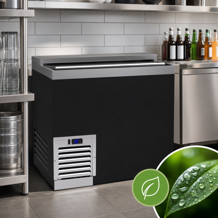 Product image #4 for Krowne 36-Inch Flat Top Bottle Cooler with Sliding Lid, Black Vinyl Exterior