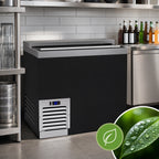 Thumbnail image #4 for Krowne BC36-BG 36-Inch Flat-Top Bottle Cooler, Sliding Lid, Self-Contained R290 Refrigeration, Black Vinyl Exterior