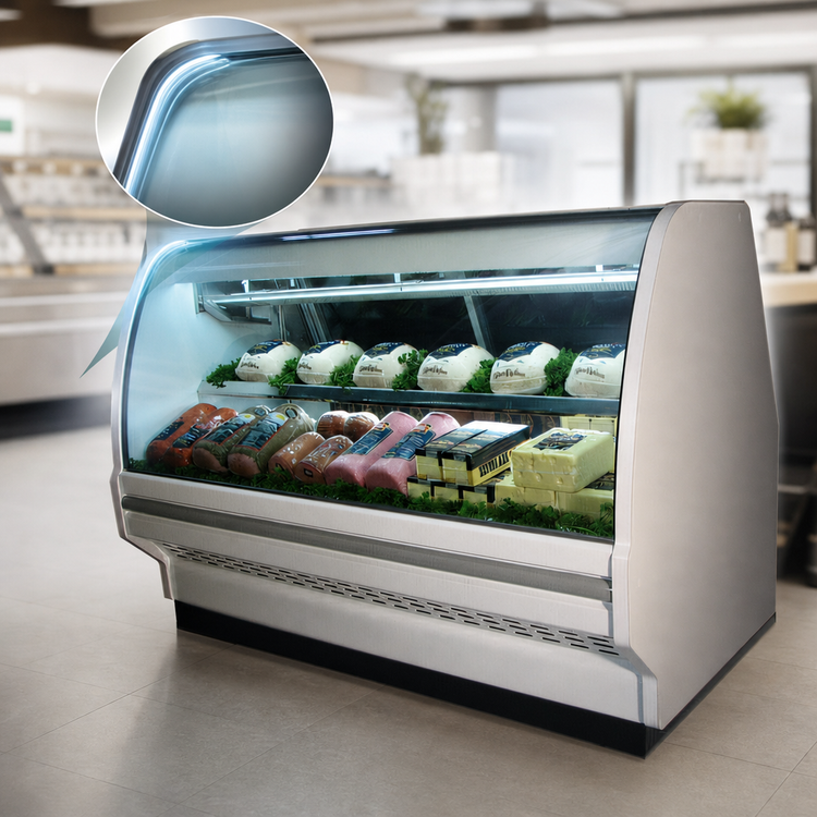Product image #4 for Howard-McCray 40E Series Remote Curved Glass Deli Meat & Cheese Service Case, 75-1/2-Inch, Stainless Steel, LED Lighting