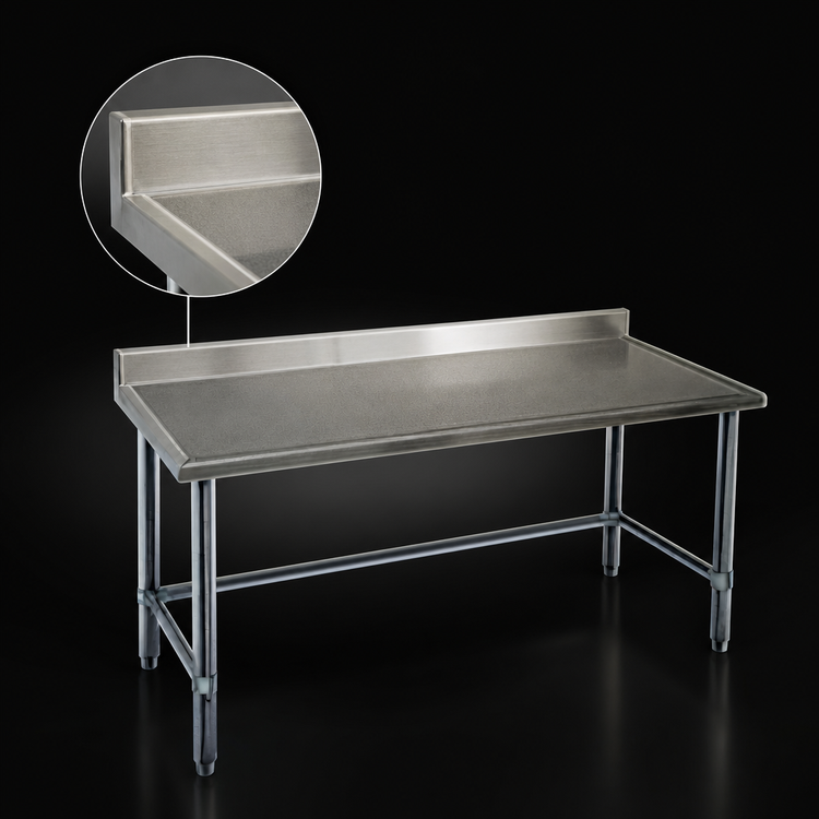 Product image #4 for Spec-Master Marine Series Stainless Steel Work Table with 4-1/2" Backsplash, 144" W x 24" D