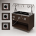 Thumbnail image #4 for Vollrath 2-Series Affordable Portable Deluxe 3-Well Mobile Hot Food Station with Open Storage Base, Buffet Breath Guard and Lights, Walnut Woodgrain, 120V