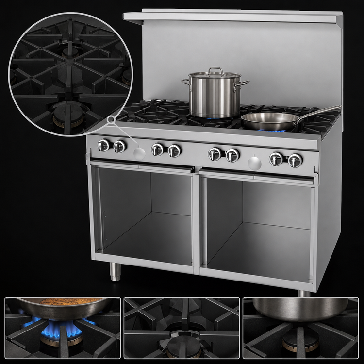 Product image #4 for Garland G Starfire Pro Series 48-Inch Gas Restaurant Range with 8 Open Burners and Dual Storage Bases