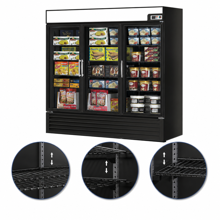 Product image #4 for Turbo Air TGF-72FAB-N Three-Section Glass Door Freezer Merchandiser