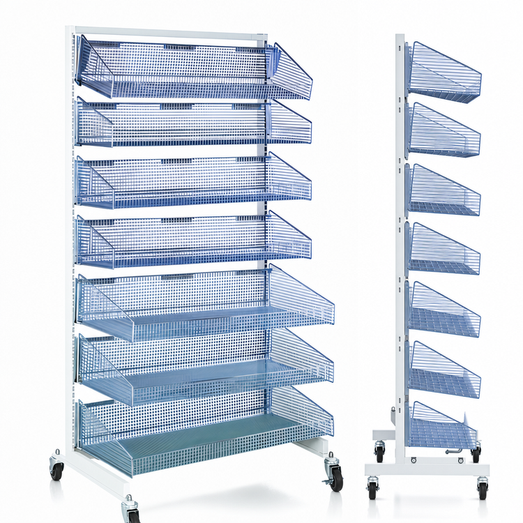 Product image #4 for Quantum Mobile Single-Sided Partition Wall Add-On Unit with 7 Baskets, 36 x 26 x 74 Inches