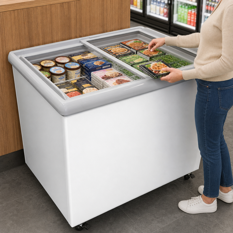 Product image #5 for Excellence Commercial Products SPOT-6HCD Dual Temp Open Chest Refrigerator/Freezer with Sliding Glass Doors, 11.5 Cu. Ft.