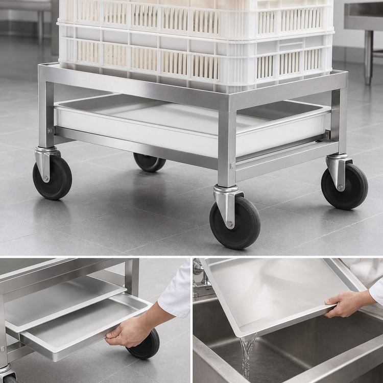 Product image #5 for Channel Aluminum Poultry Crate Dolly with Drip Pan
