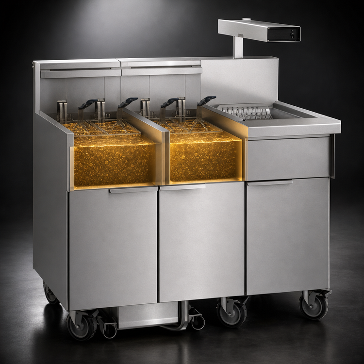 Product image #4 for Imperial Electric Floor Model 2-Tank Fryer with Built-In Filter System and Dump Station, 75 lb. Capacity Each