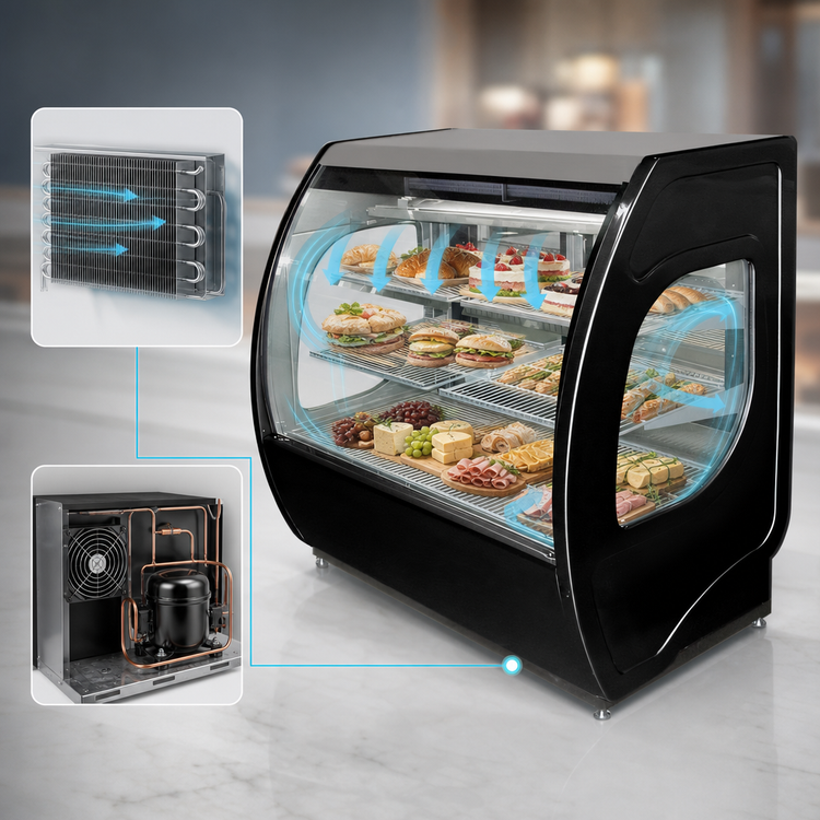Product image #4 for Fogel Elite Series 72-Inch Curved Glass Refrigerated Deli/Bakery Display Case