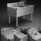 Thumbnail image #4 for Eagle Group 1800 Series B3L-2-18 36-Inch 304 Stainless Steel Two-Compartment Underbar Sink Unit with Left Drainboard