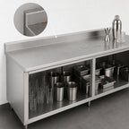 Thumbnail image #4 for John Boos 4CO4R5-24120 Open-Front Cabinet Stainless Steel Underbar Work Table, 120 x 24 in, 14-Gauge 300-Series Top, 5-in Backsplash