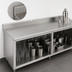 Thumbnail image #4 for Open Front Stainless Steel Underbar Work Table with Cabinet Base, 120 x 24 Inches, 5-Inch Backsplash