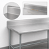 Thumbnail image #4 for Advance Tabco 144 Inch x 30 Inch 16-Gauge 430 Stainless Steel Work Table with 5 Inch Backsplash and Galvanized Open Base
