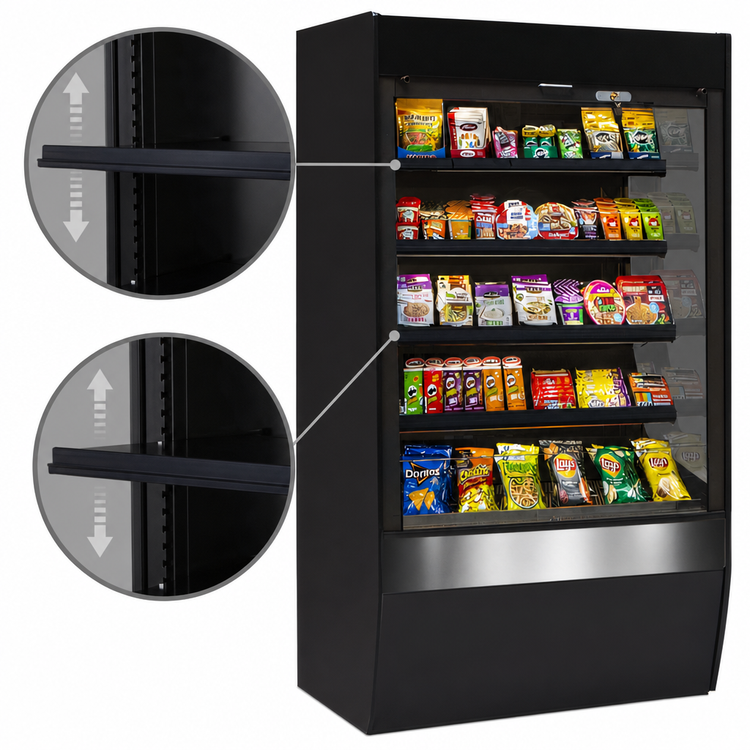 Product image #4 for Non-Refrigerated Self-Serve High-Profile Merchandiser with 2 Adjustable Shelves, 71.25 x 33 x 60 Inches