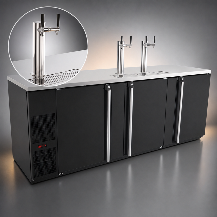Product image #4 for Pro-Line E-Series Three-Section Draft Beer Cooler, 95.5-Inch Wide, 5-Keg Capacity, Black