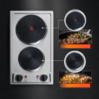Thumbnail image #4 for Summit Commercial CSD2B230 Commercial Built-In Two-Burner Electric Cooktop with Sealed Cast Iron Elements, Stainless Steel, 230V