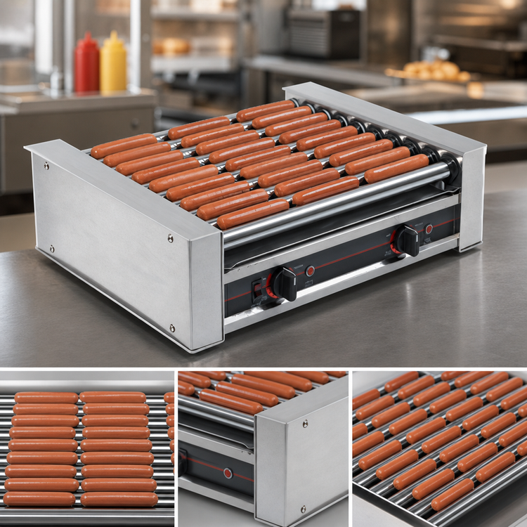 Product image #4 for Roll-A-Grill 27-Hot-Dog Capacity Roller Grill with 10 Chrome Rollers, 230V