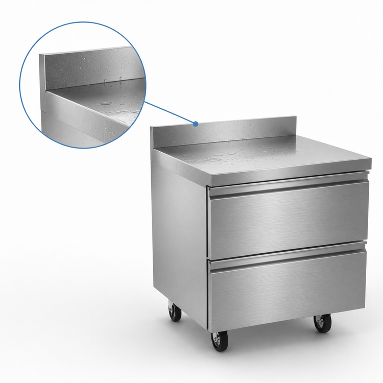 Product image #4 for Delfield 32-Inch Stainless Steel One-Section Undercounter Freezer Worktop with 2 Drawers and 4-Inch Backsplash