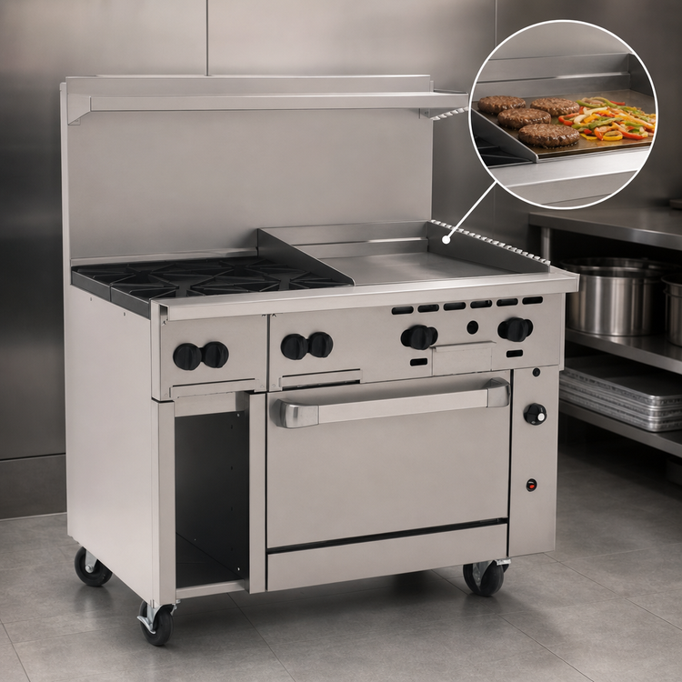 Product image #4 for Wolf Challenger XL 48-Inch Gas Restaurant Range with 4 Burners, 24-Inch Griddle, and Standard Oven