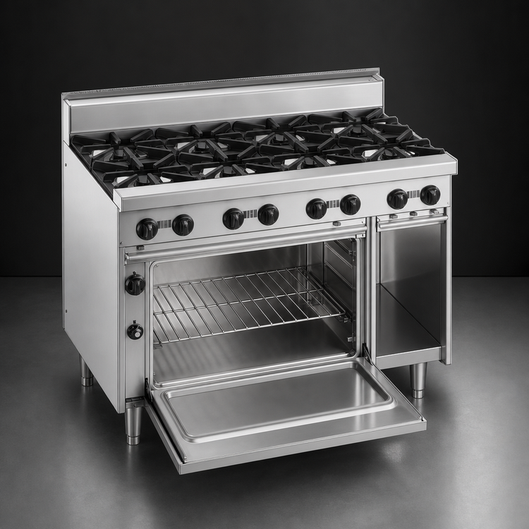 Product image #4 for Jade Bistro 48-Inch Shallow-Depth Heavy-Duty Gas Restaurant Range with 8 Open Burners and Standard Oven