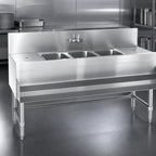 Thumbnail image #4 for Eagle Group Spec-Bar B3-3-19 Three-Compartment Underbar Sink Unit, 36 x 19 x 37 in, 8 in Backsplash, 304 Stainless Steel