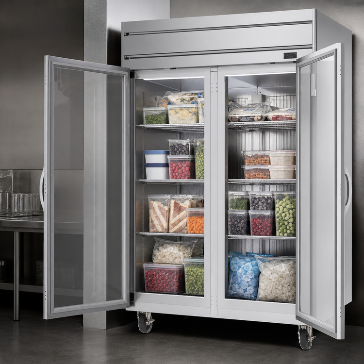Product image #4 for Beverage-Air Horizon Series Two-Section Reach-In Display Freezer with Glass Doors, 46.29 Cu. Ft.