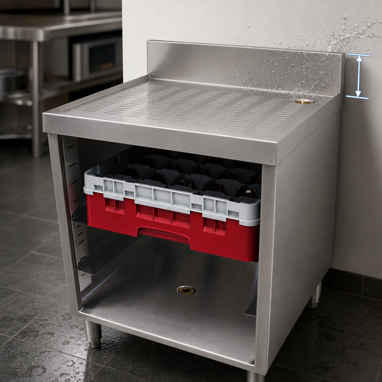 Product image #4 for Advance Tabco Underbar Basics Closed Glass Rack Cabinet, 3-Rack Capacity, Drainboard Top, 24 x 21 x 33 Inches