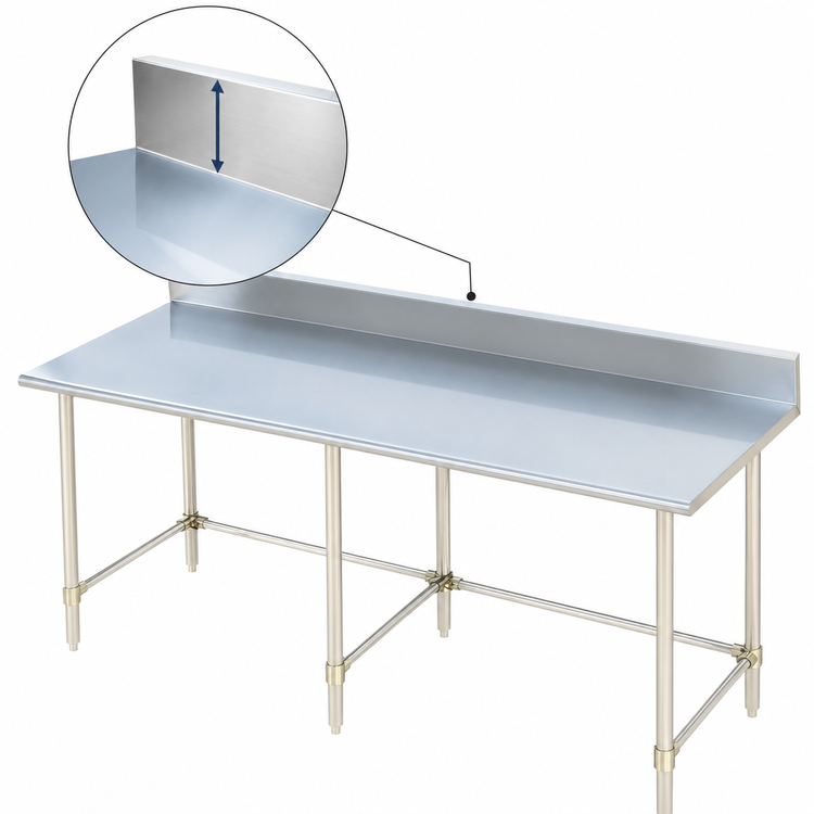 Product image #4 for 108-Inch x 24-Inch Stainless Steel Underbar Work Table with 5-Inch Backsplash