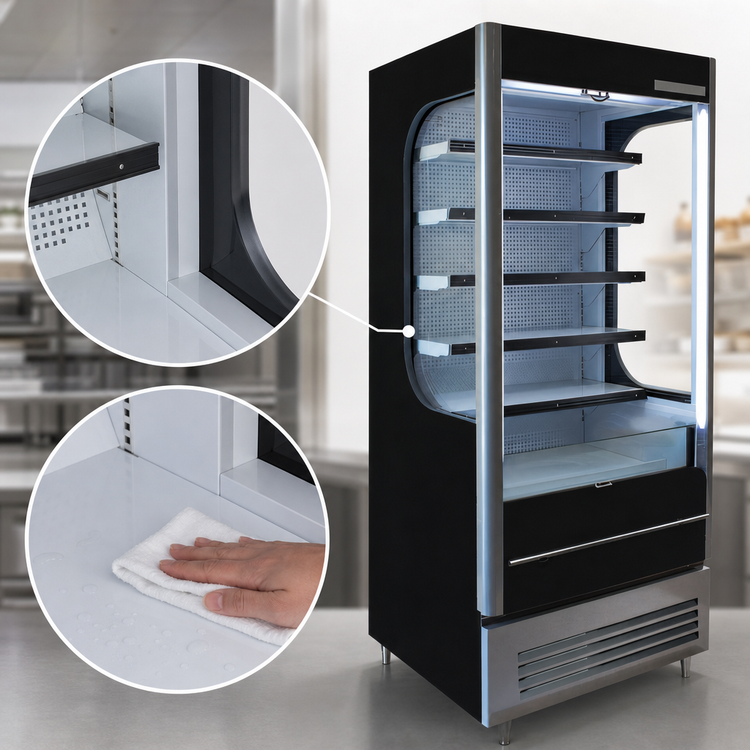 Product image #4 for Beverage-Air Vuemax VMHC-12-1-B Vertical Black Open-Air Merchandiser Refrigerator, 35-1/4-Inch Wide, 5 Shelves