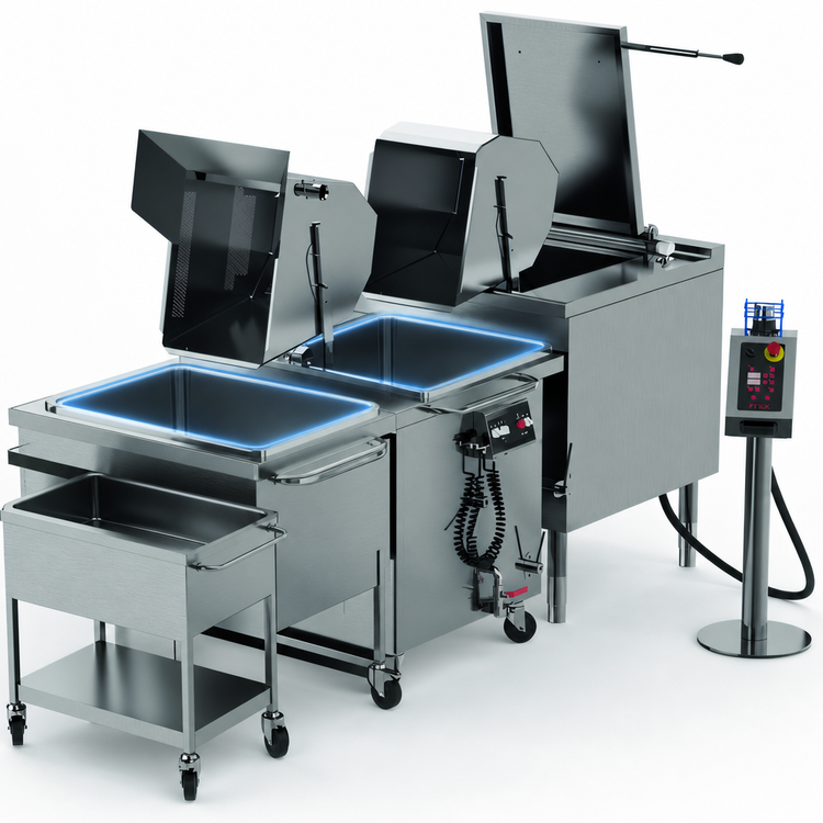 Product image #4 for Firex ULPCE2-64 Double Basin Electric Cook & Blanche Multicooker with 64 Gallon Capacity Per Basin