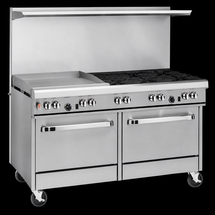 Product image #4 for Southbend Ultimate 60-Inch Commercial Gas Combination Range with 6 Open Burners, 24-Inch Griddle, Convection Oven and Cabinet Base