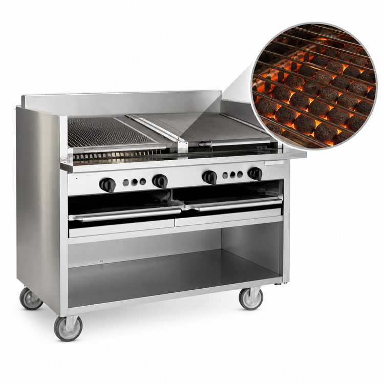 Product image #4 for Magikitch'n 48-Inch Floor Model Gas-Fired Coal Charbroiler with Round Rod Grate