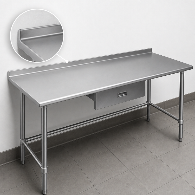 Product image #4 for Eagle Group Budget Series 84-Inch x 30-Inch Stainless Steel Work Table with 1-1/2-Inch Rear Up-Turn