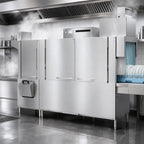 Thumbnail image #4 for Champion 86 PRO-FF High-Temperature Two-Tank Front-Feed Rack Conveyor Dishwasher with 22-Inch Prewash, 348 Racks/Hour