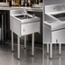 Thumbnail image #4 for BK Resources Slimline 1-Compartment Stainless Steel Underbar Dump Sink with 4-Inch Backsplash