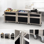 Thumbnail image #4 for Dinex DineXpress DXP2CU Mobile Modular Stainless Steel Beverage Counter, 32"L x 36"H, Full-Length Drip Trough, 5" Casters