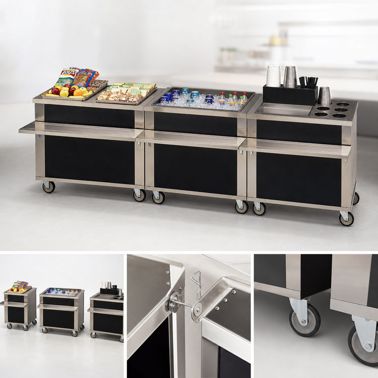 Product image #4 for DineXpress DXP2CU 32 Inch Mobile Modular Stainless Steel Beverage Counter