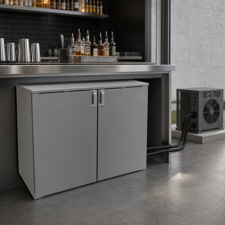 Product image #4 for Glastender CP1RB48 Single-Zone Pass-Thru Back Bar Cooler, 48 Inch, Two-Section, Remote Refrigeration, 4 Solid Swing Doors